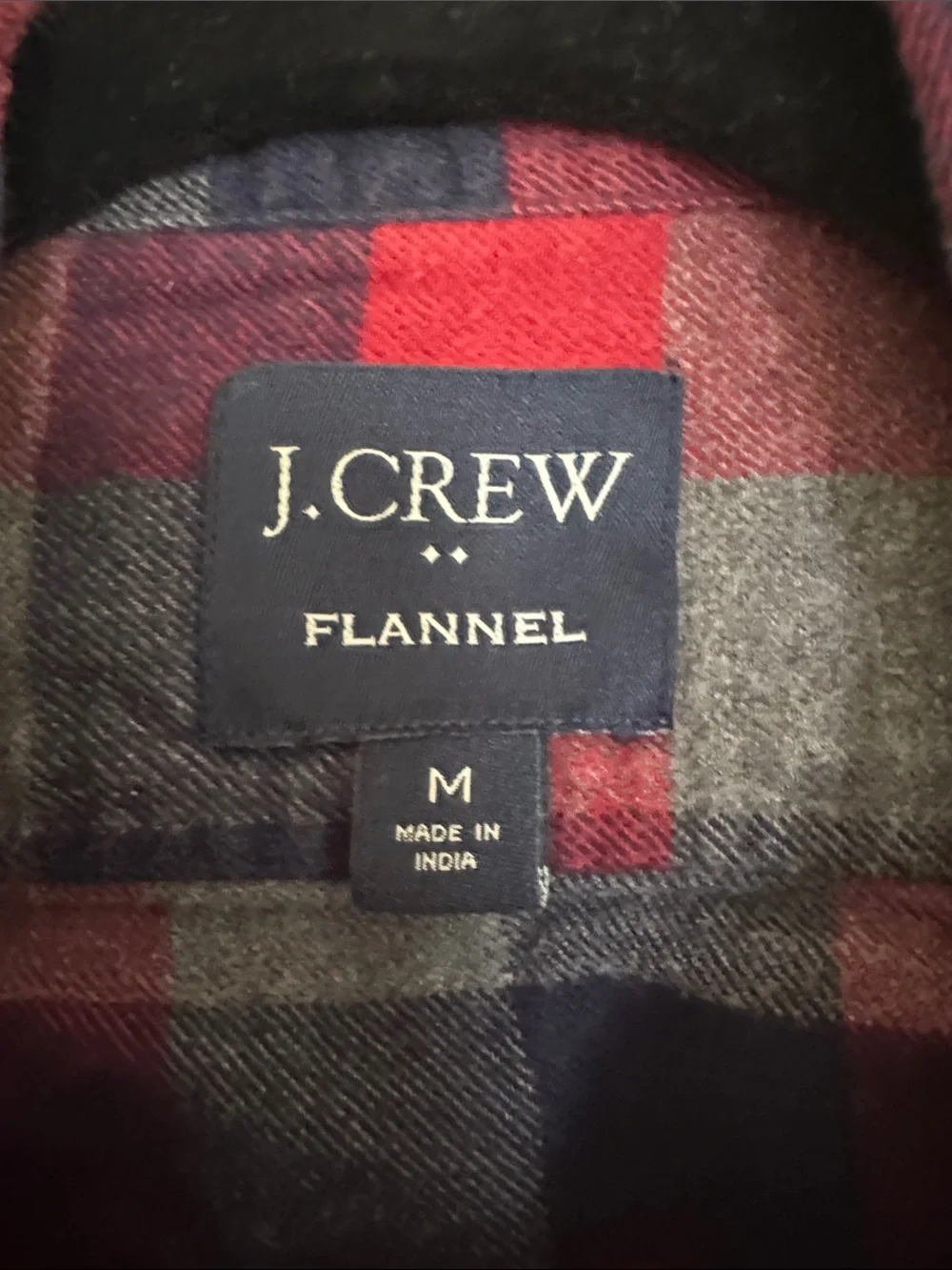 J. Crew Red, Navy & Gray Plaid Flannel Button-Down Shirt